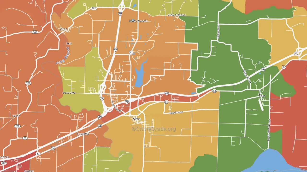 72921, AR Map of Drug-Related Crime Rates