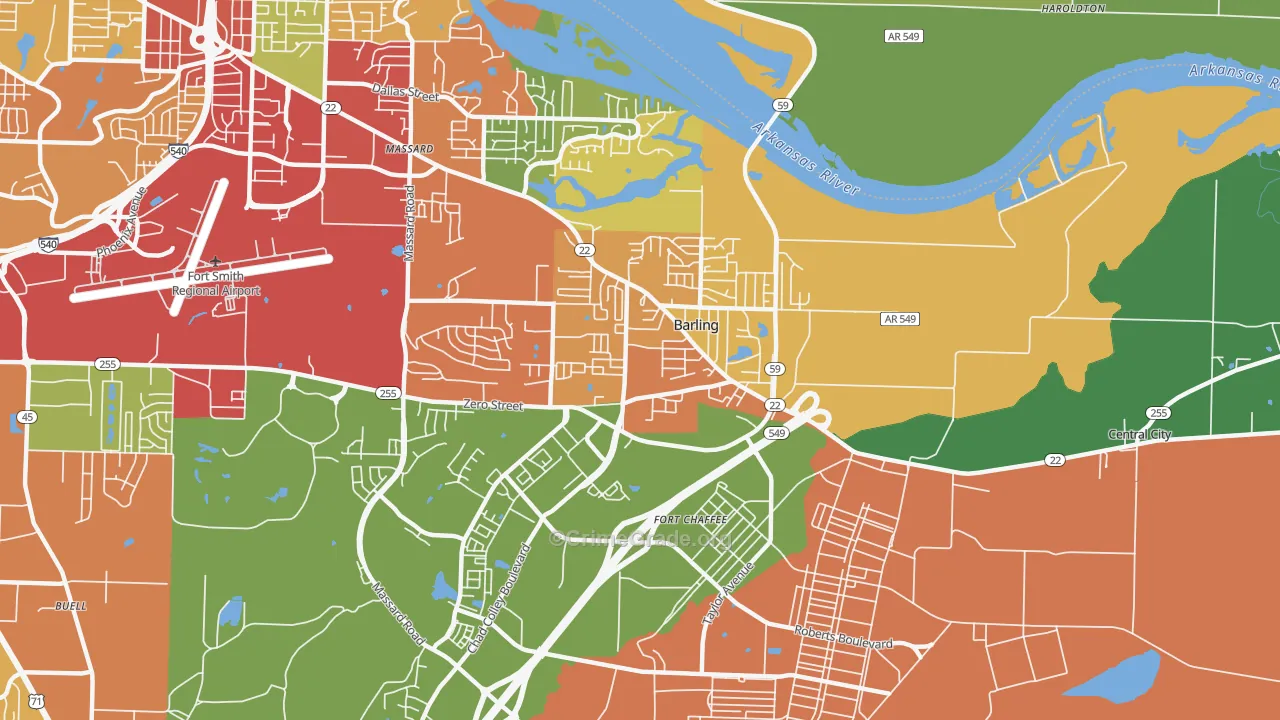 72923, AR Map of Drug-Related Crime Rates