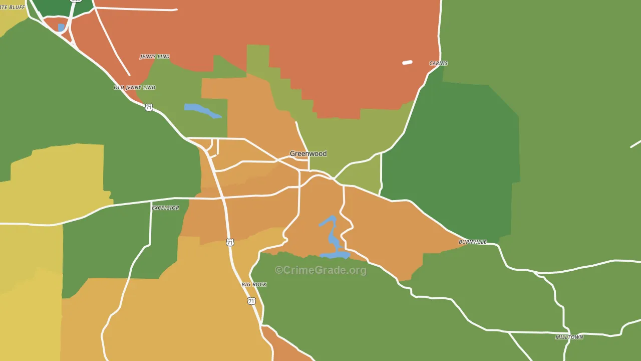 72936, AR Map of Drug-Related Crime Rates