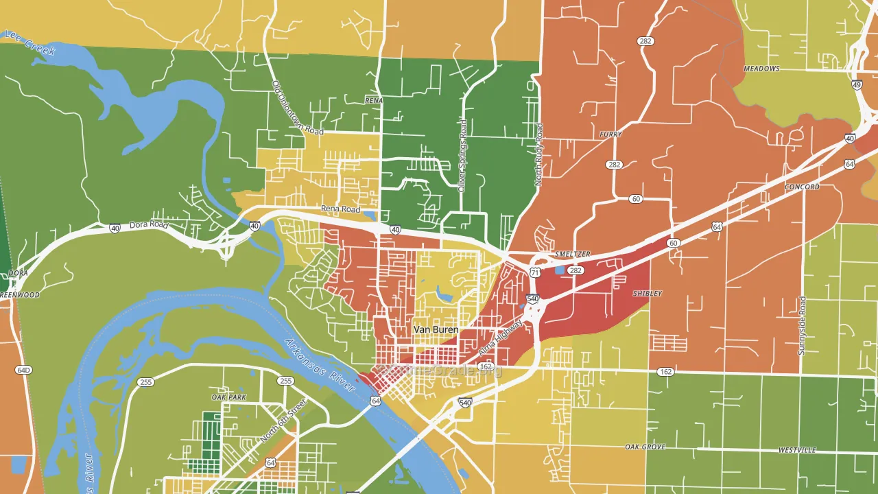 72956, AR Map of Drug-Related Crime Rates