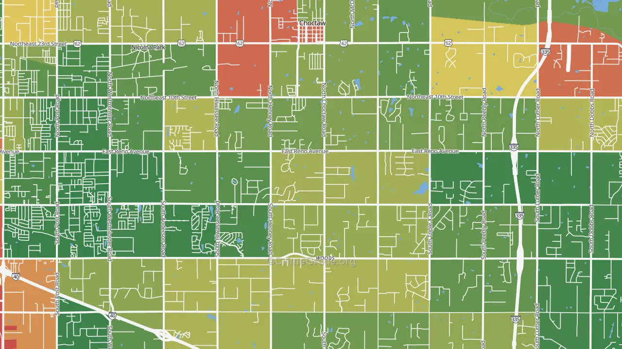 73020, OK Map of Drug-Related Crime Rates