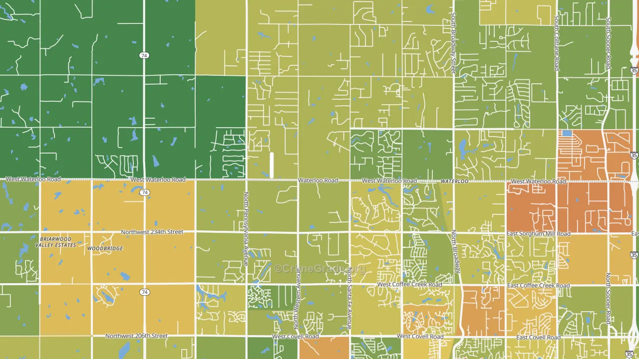 73025, OK Map of Drug-Related Crime Rates