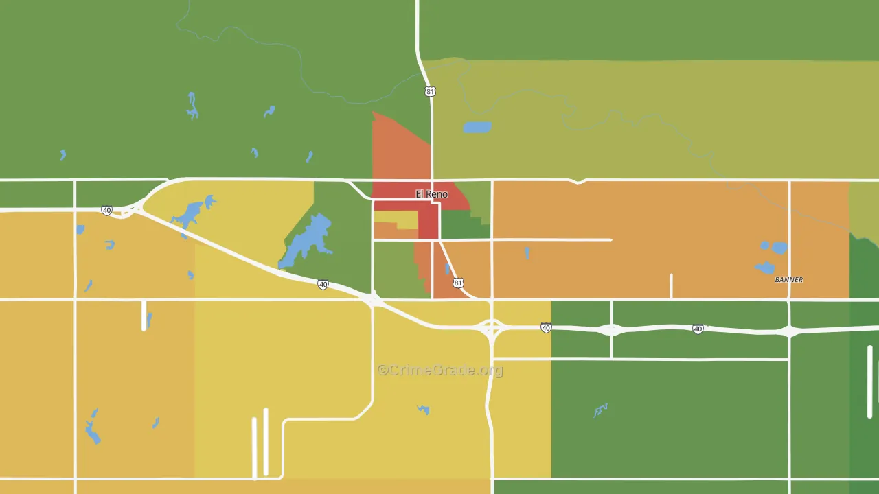 73036, OK Map of Drug-Related Crime Rates