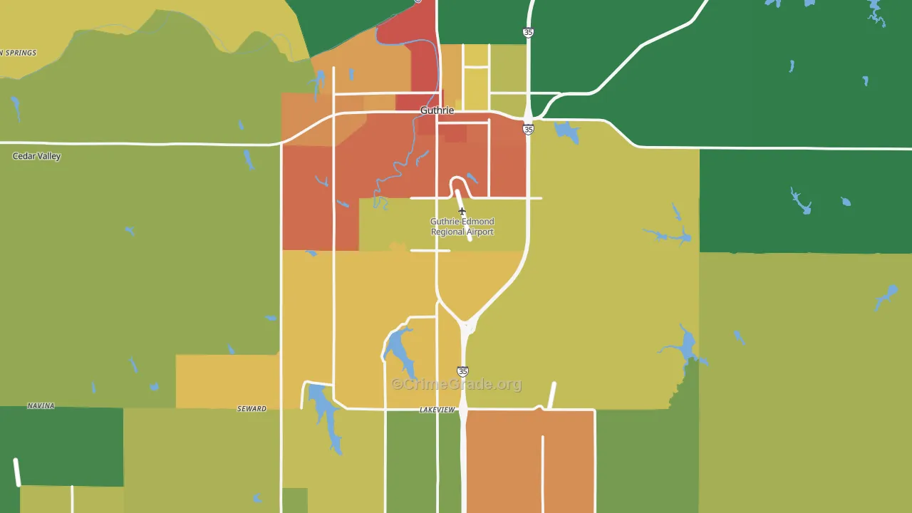 73044, OK Map of Drug-Related Crime Rates