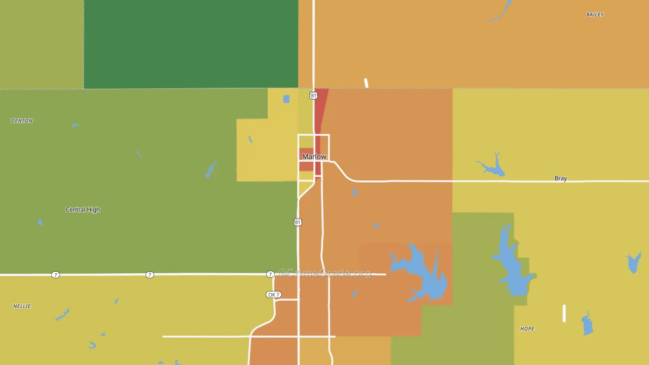 73055, OK Map of Drug-Related Crime Rates