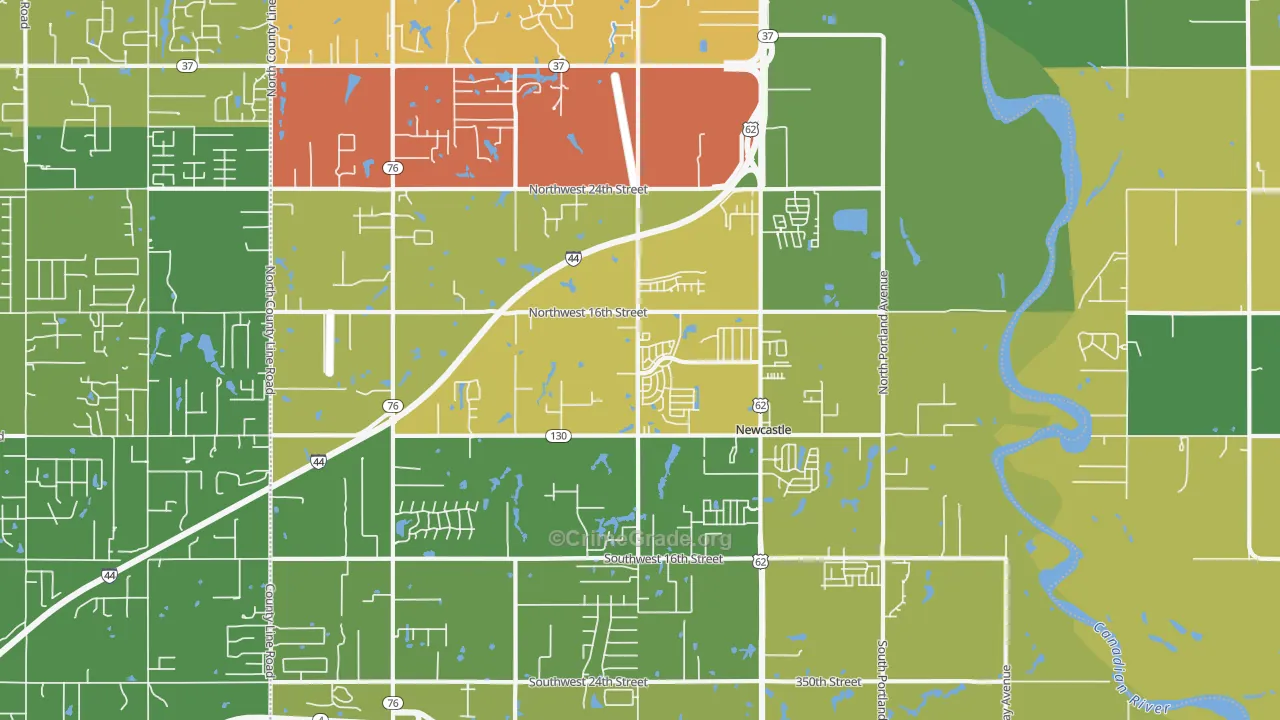 73065, OK Map of Drug-Related Crime Rates