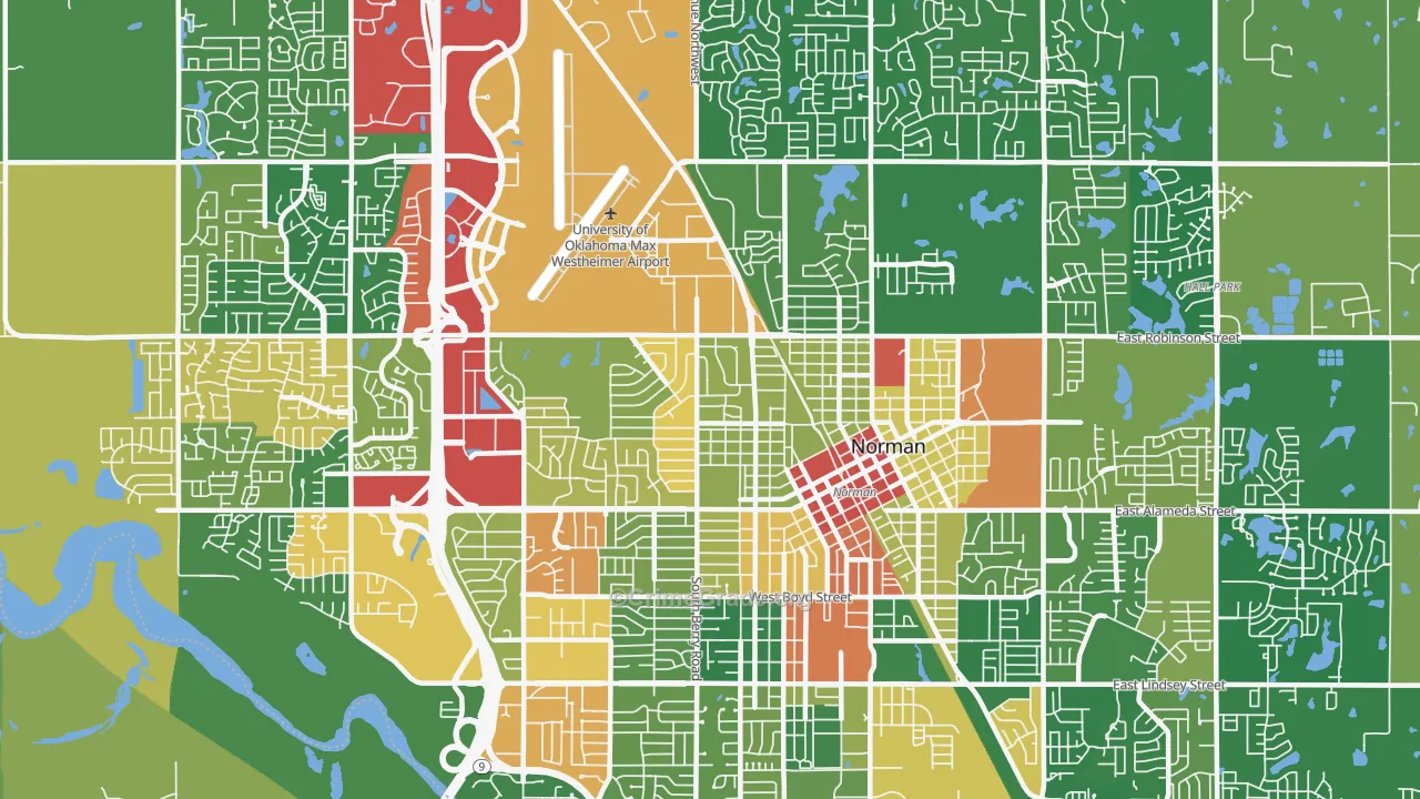 73069, OK Map of Drug-Related Crime Rates