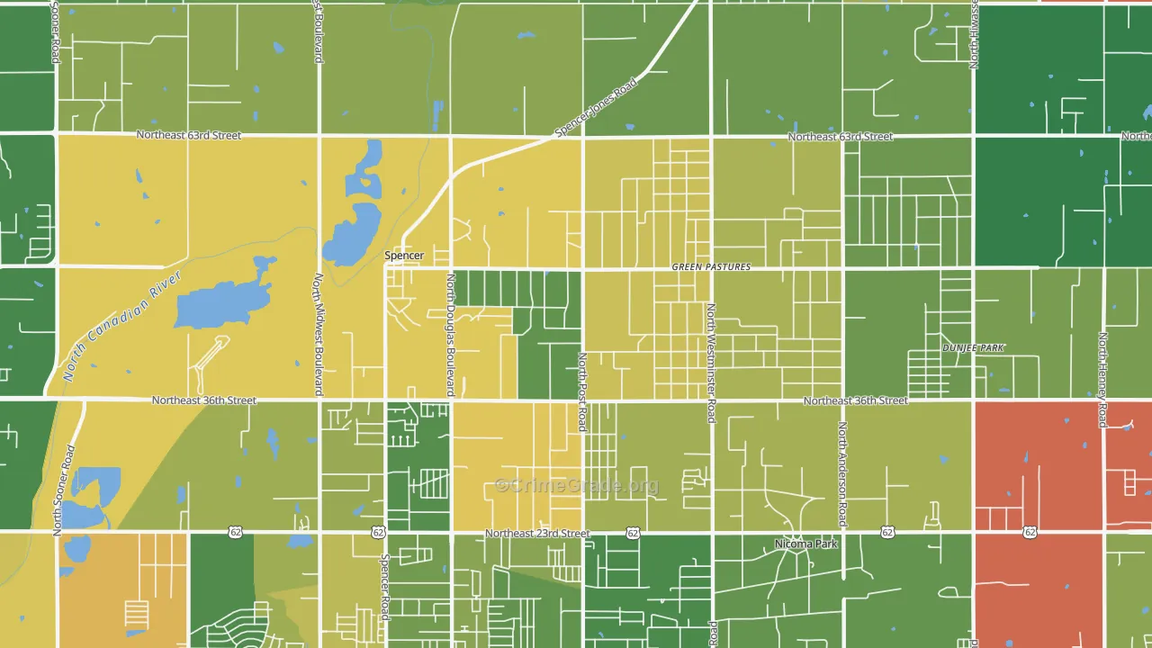 73084, OK Map of Drug-Related Crime Rates