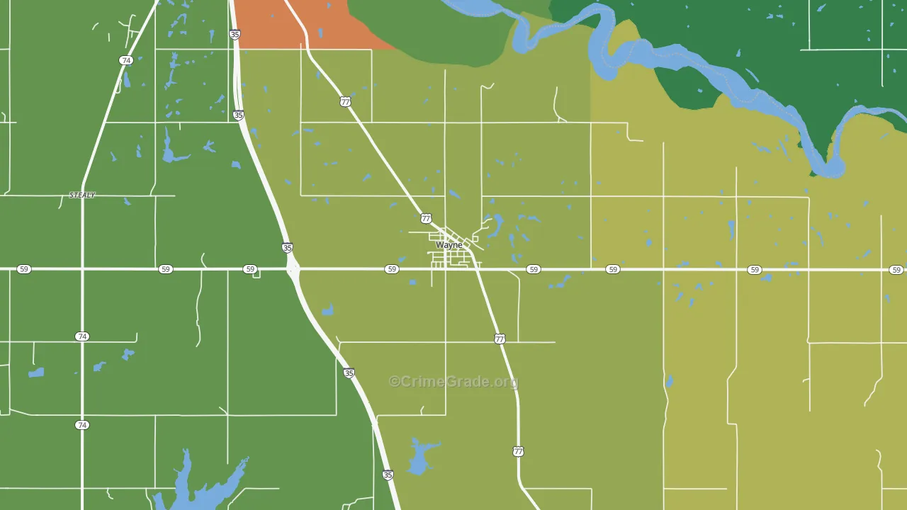 73095, OK Map of Drug-Related Crime Rates