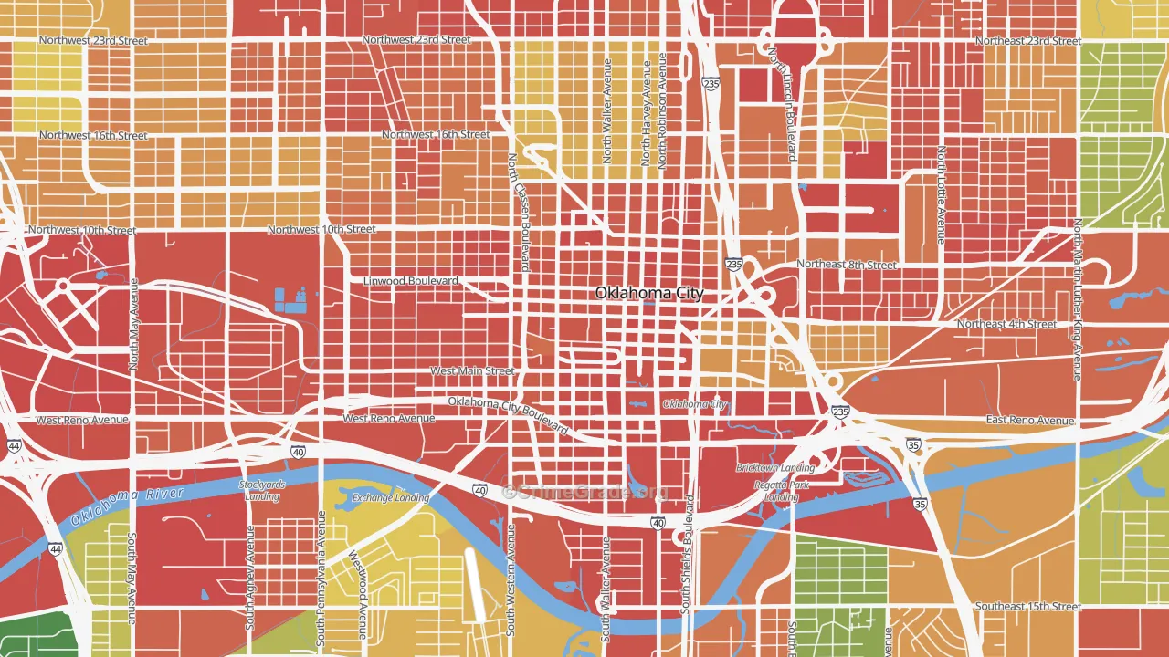 73102, OK Map of Drug-Related Crime Rates
