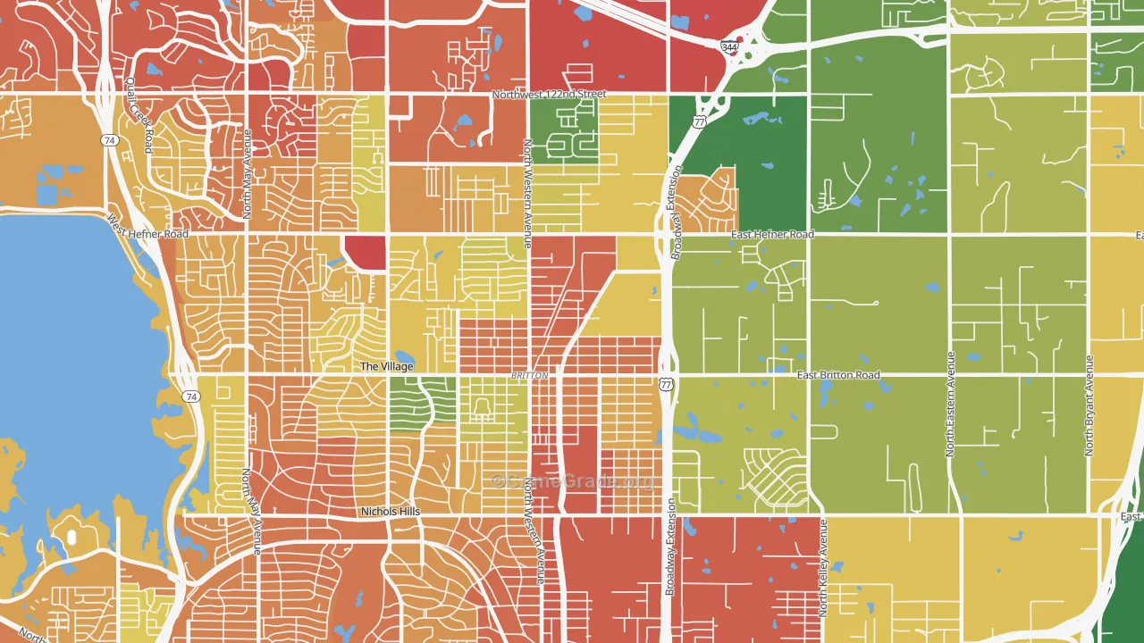 73114, OK Map of Drug-Related Crime Rates