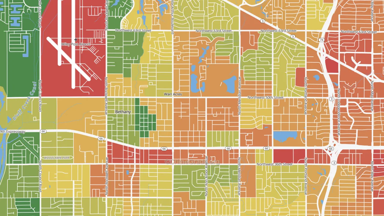 73122, OK Map of Drug-Related Crime Rates