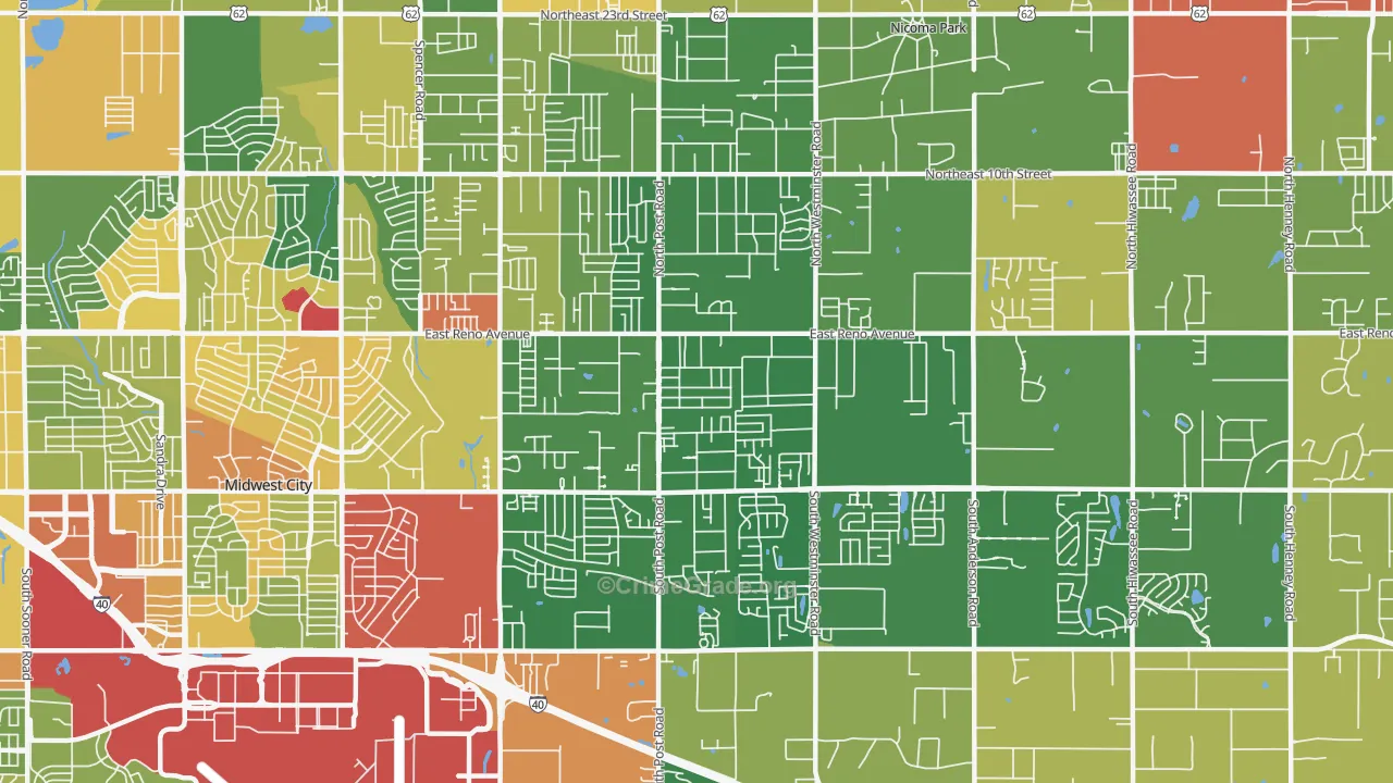 73130, OK Map of Drug-Related Crime Rates
