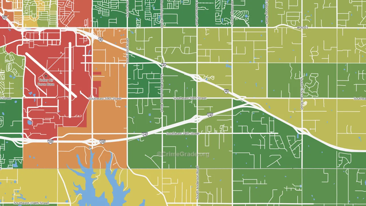 73150, OK Map of Drug-Related Crime Rates