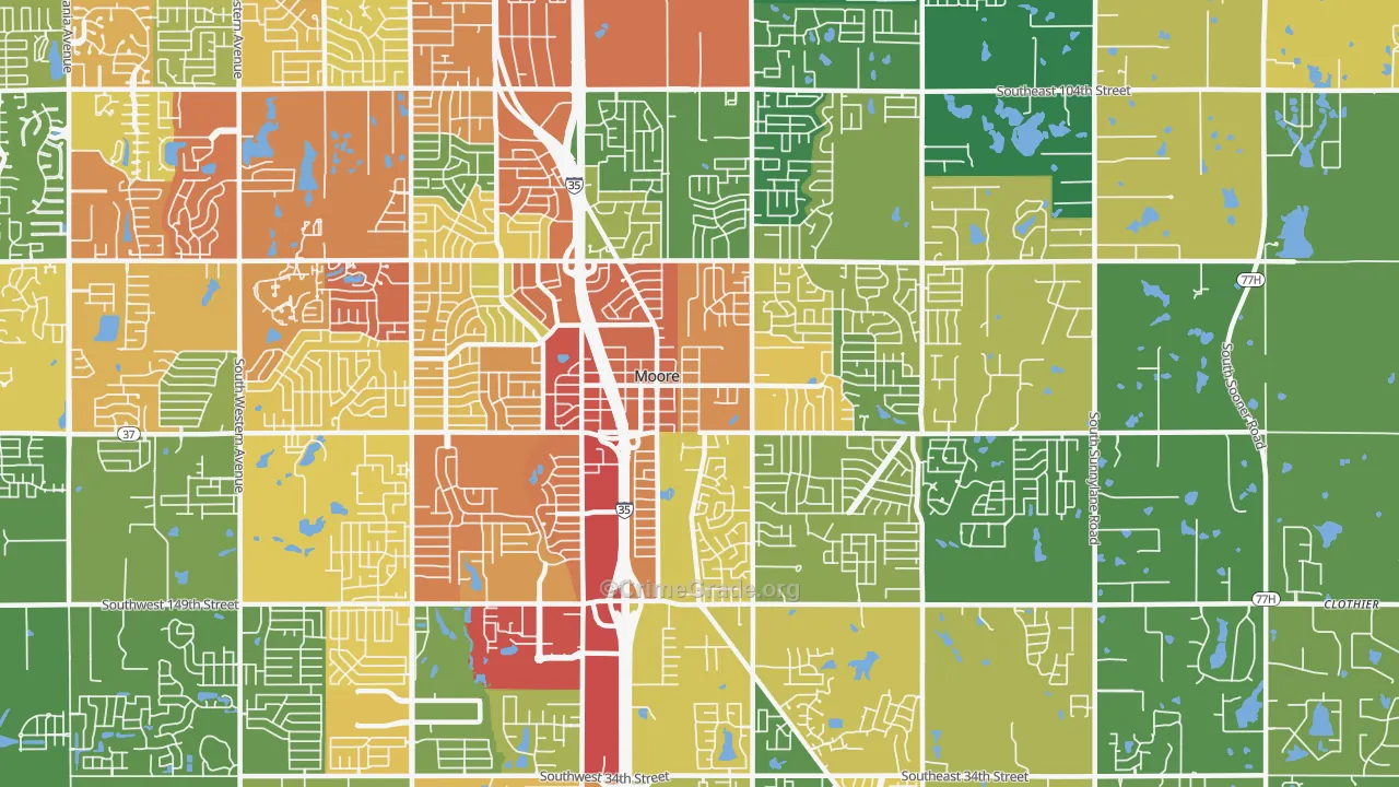 73160, OK Map of Drug-Related Crime Rates