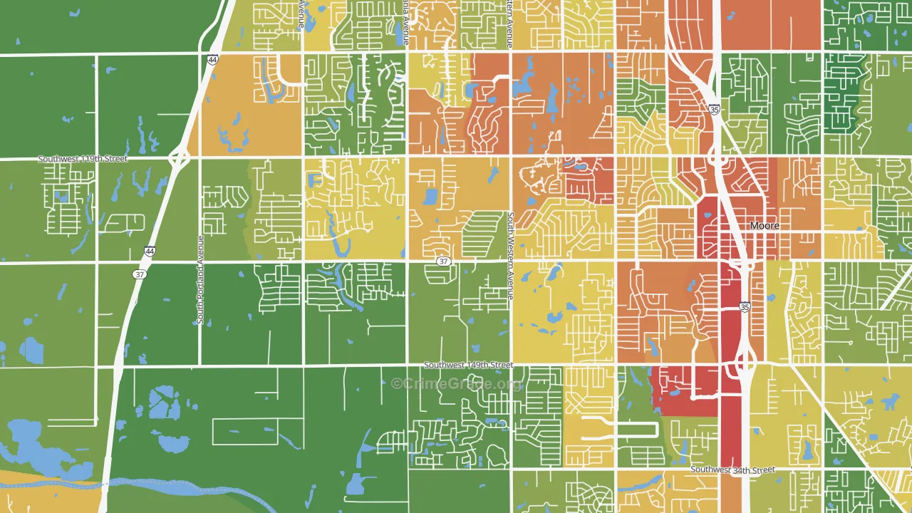 73170, OK Map of Drug-Related Crime Rates