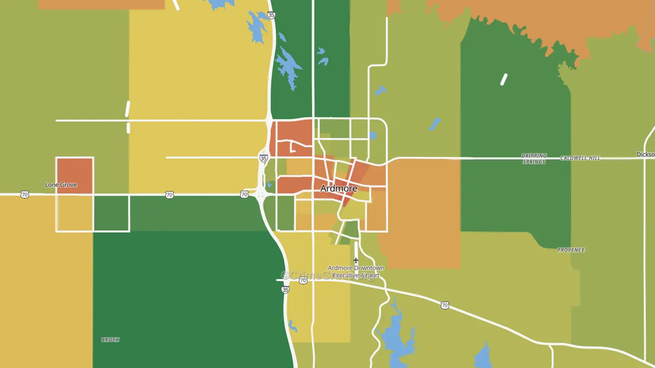 73401, OK Map of Drug-Related Crime Rates