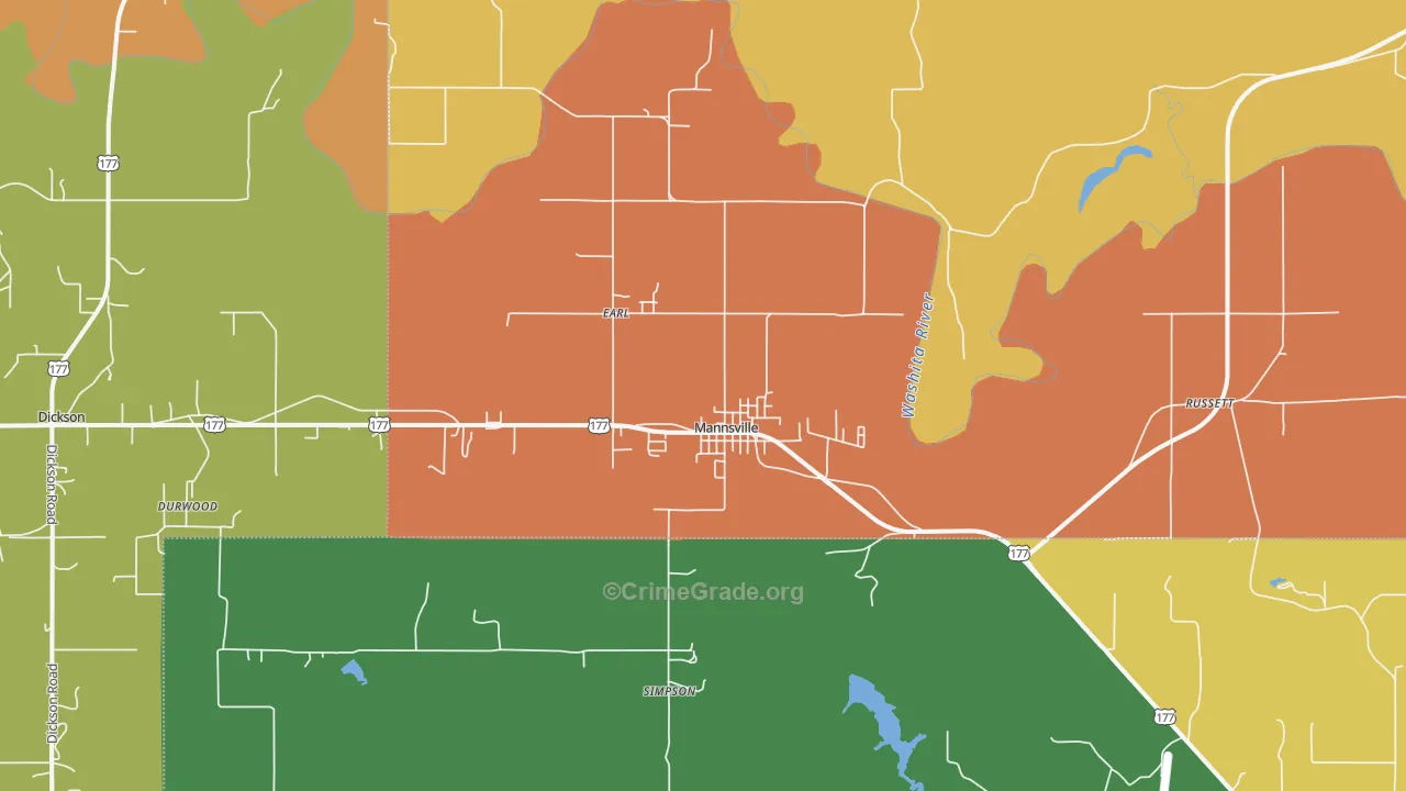 73447, OK Map of Drug-Related Crime Rates