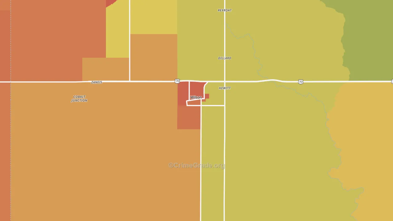 73463, OK Map of Drug-Related Crime Rates