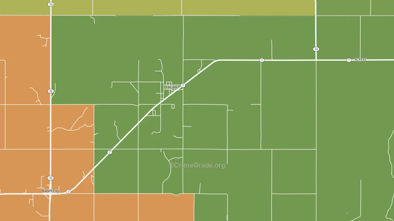 73487, OK Map of Drug-Related Crime Rates