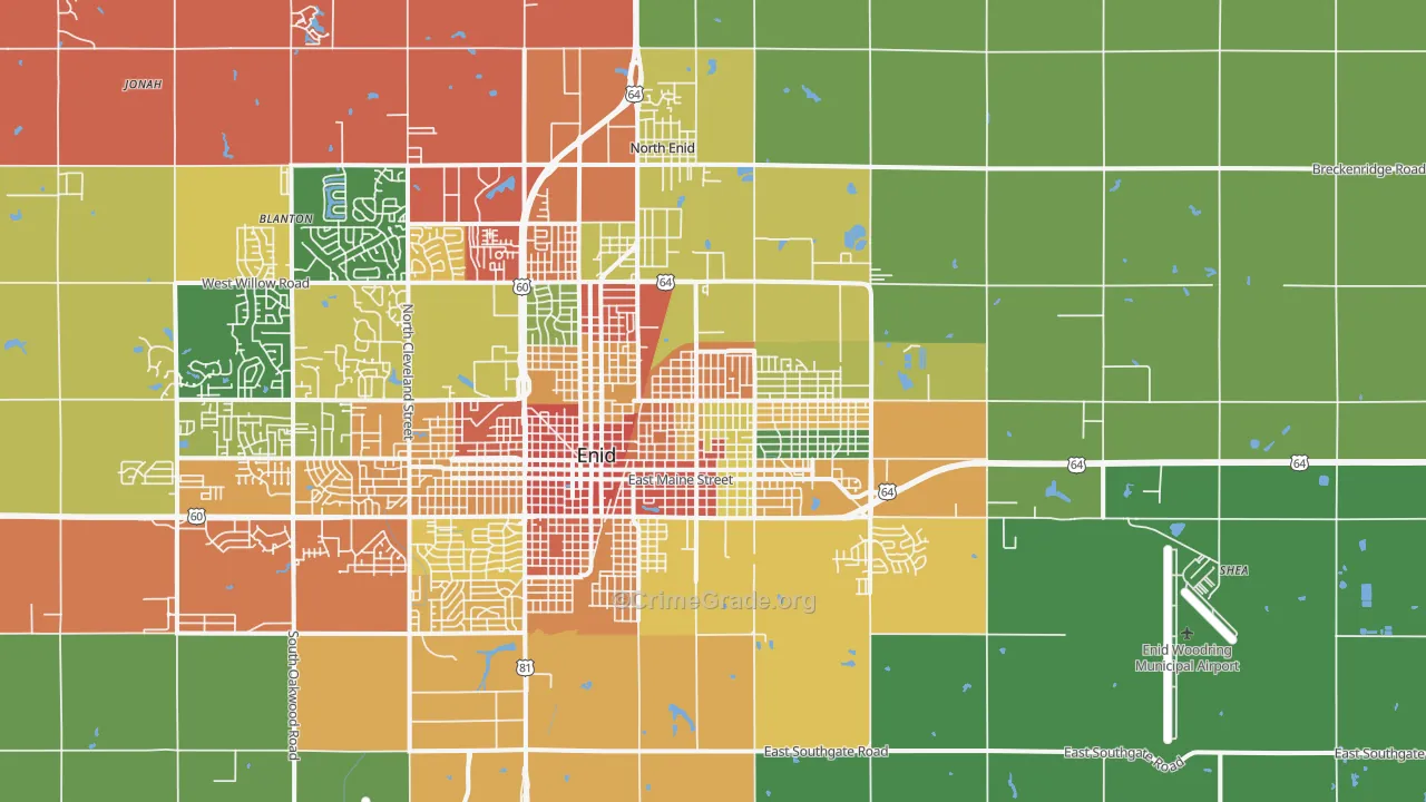 73701, OK Map of Drug-Related Crime Rates