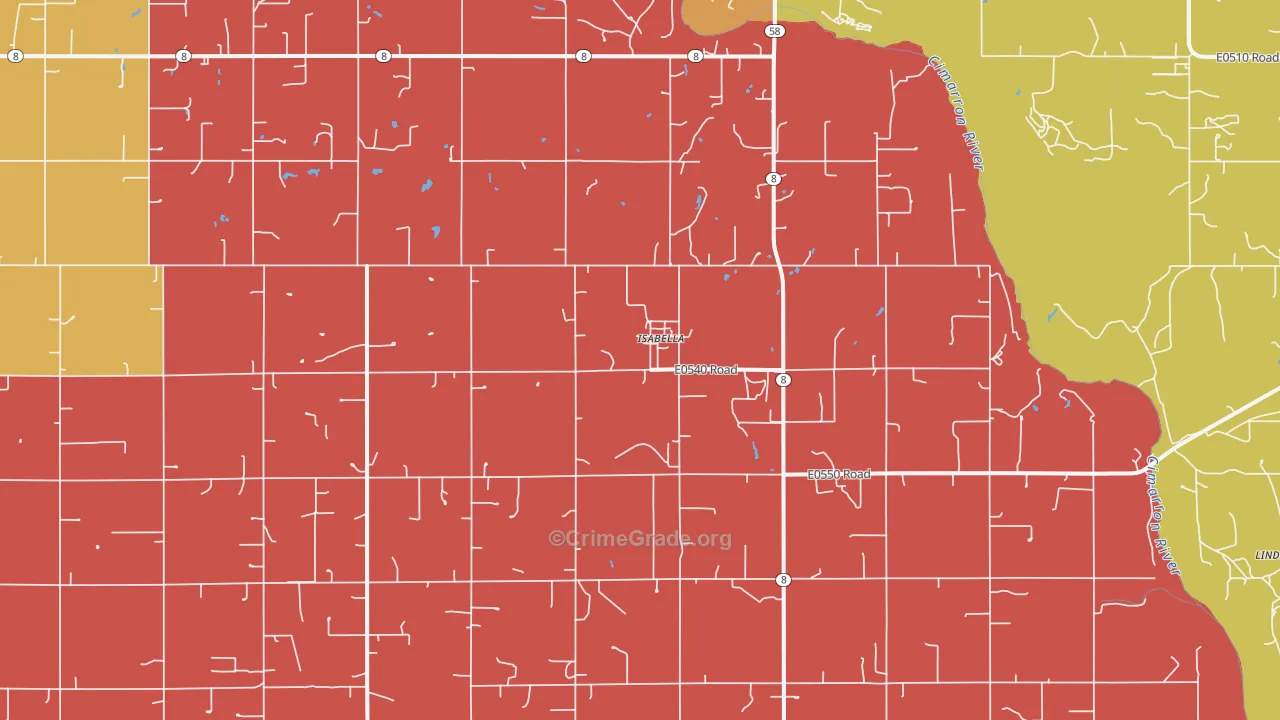 73747, OK Map of Drug-Related Crime Rates