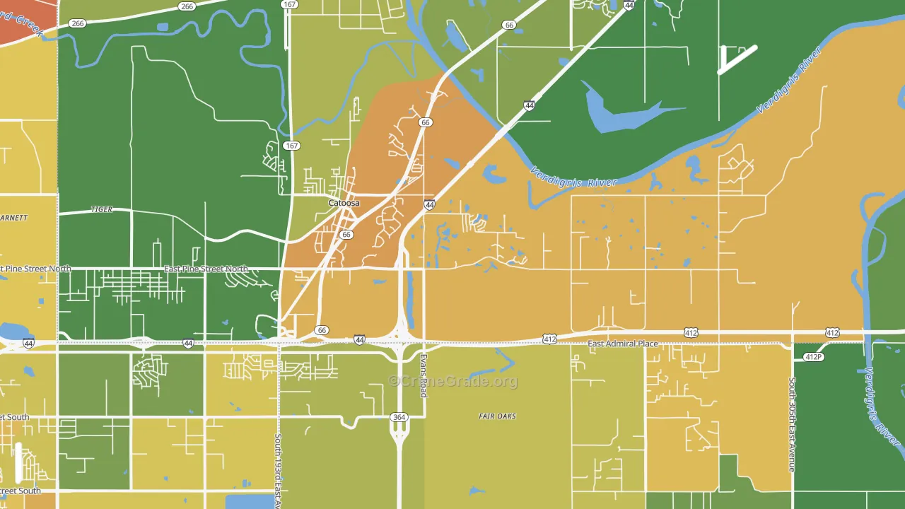 74015, OK Map of Drug-Related Crime Rates