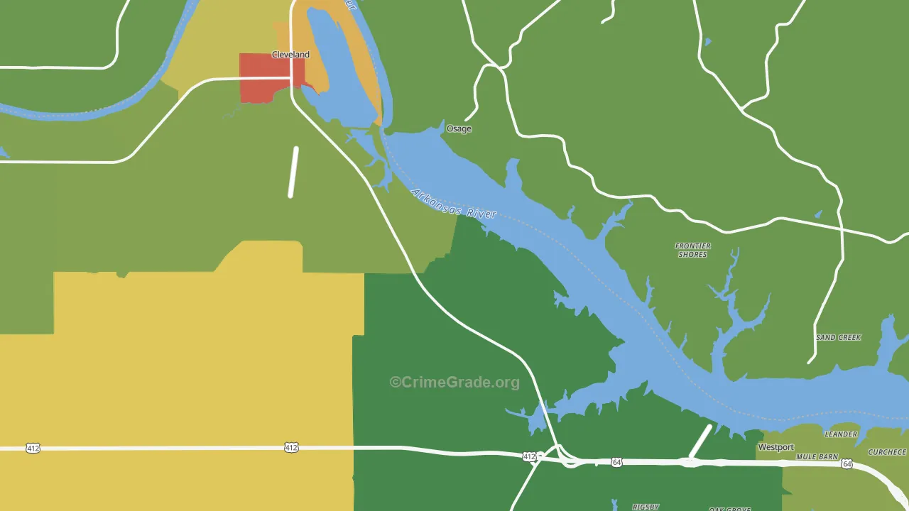 74020, OK Map of Drug-Related Crime Rates