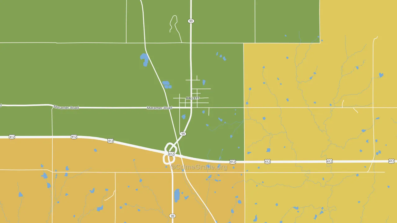 74034, OK Map of Drug-Related Crime Rates