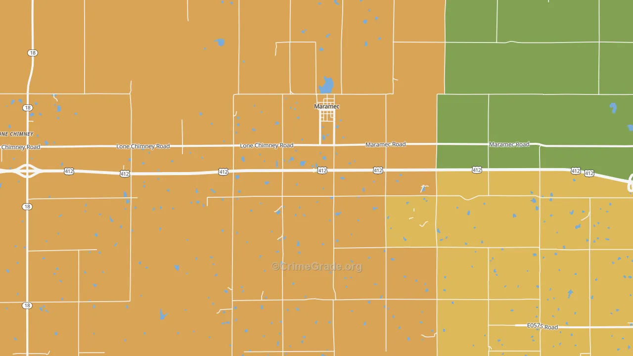 74045, OK Map of Drug-Related Crime Rates