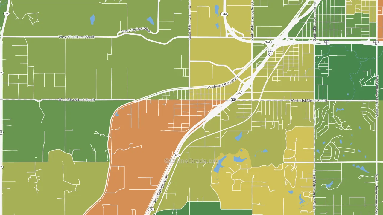 74050, OK Map of Drug-Related Crime Rates