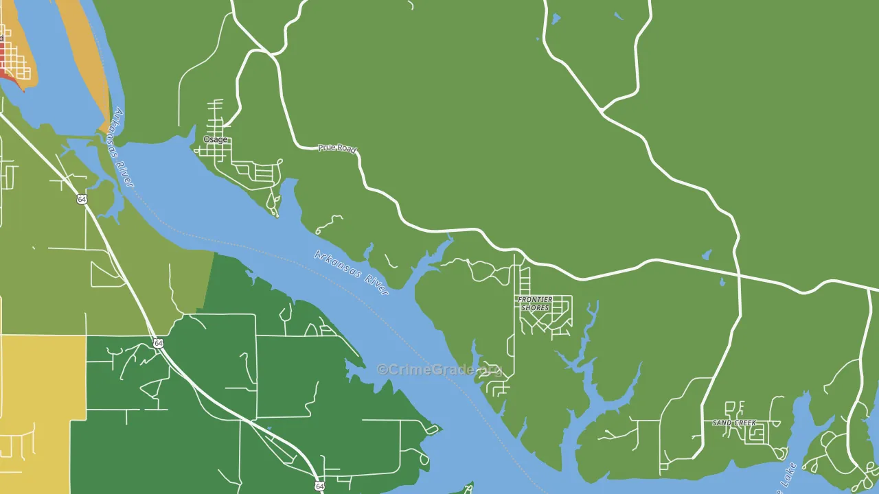 74054, OK Map of Drug-Related Crime Rates