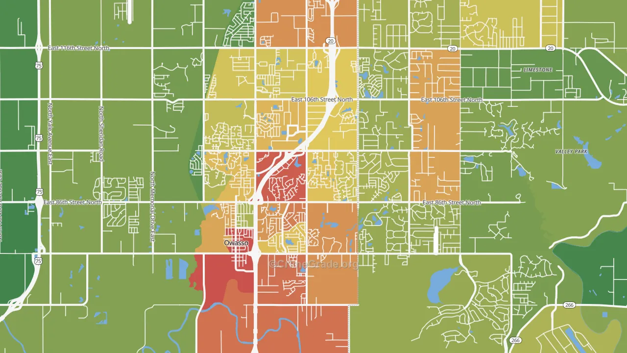 74055, OK Map of Drug-Related Crime Rates