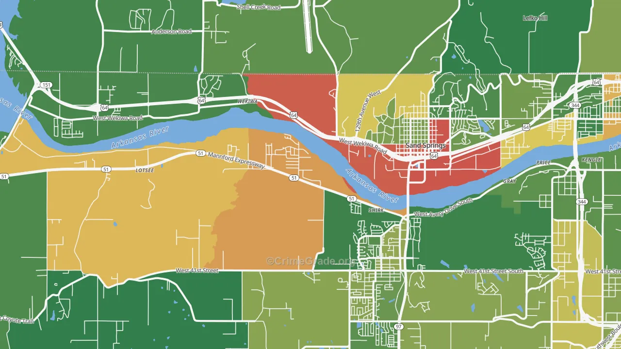 74063, OK Map of Drug-Related Crime Rates