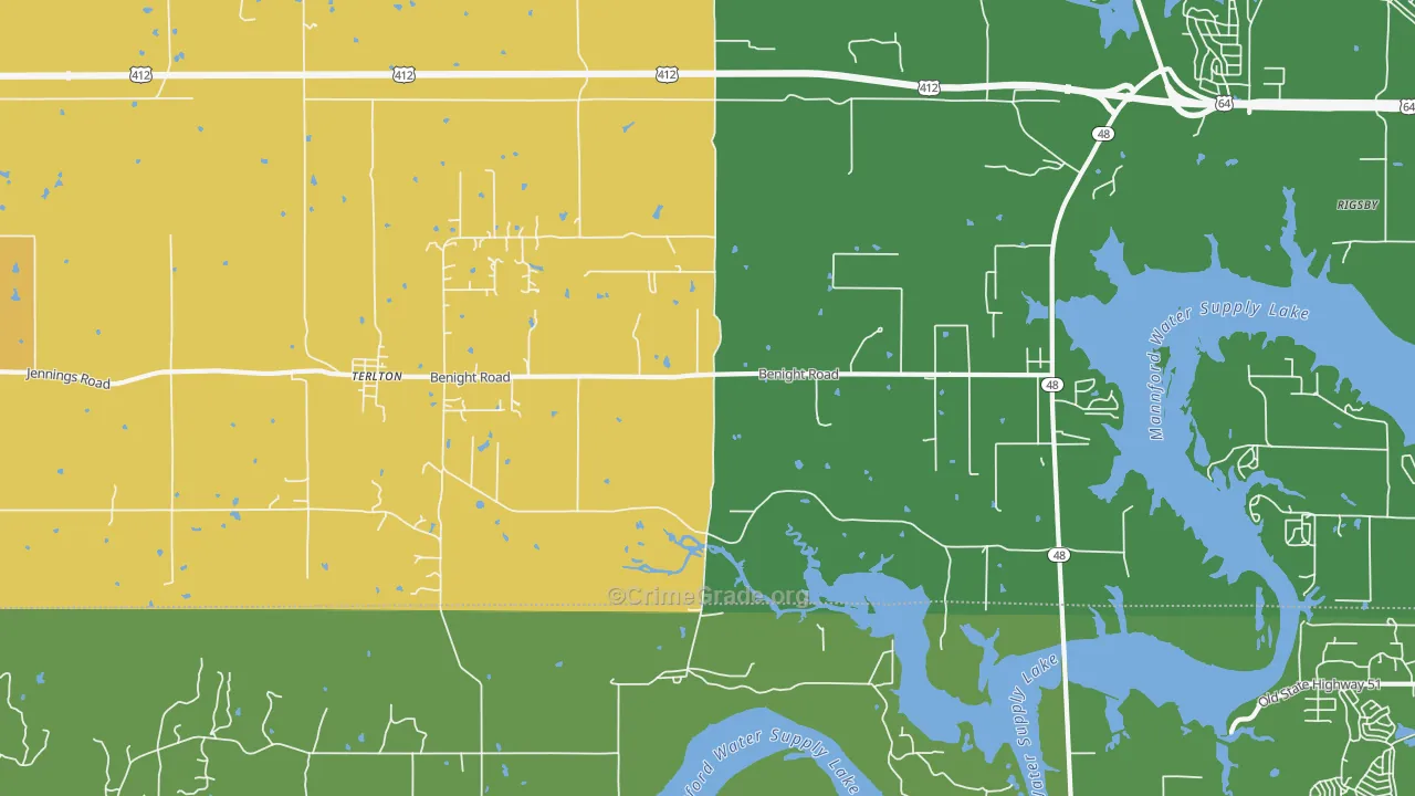 74081, OK Map of Drug-Related Crime Rates