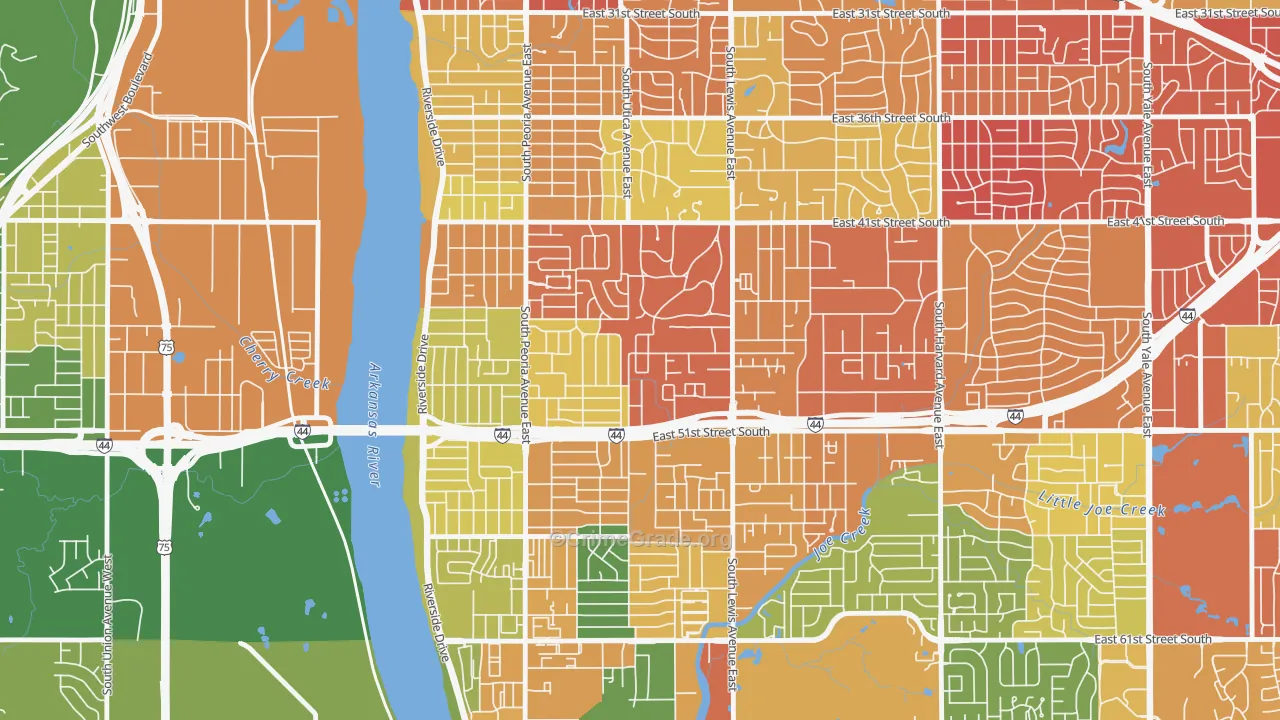 74105, OK Map of Drug-Related Crime Rates