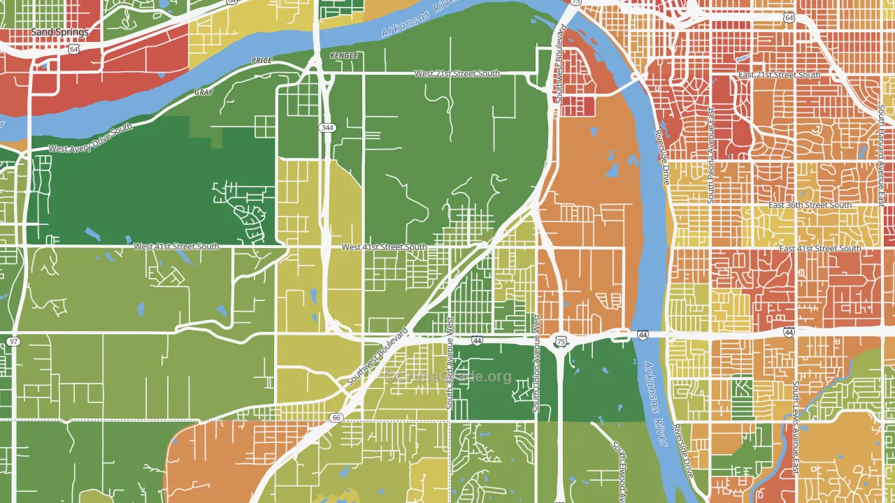74107, OK Map of Drug-Related Crime Rates