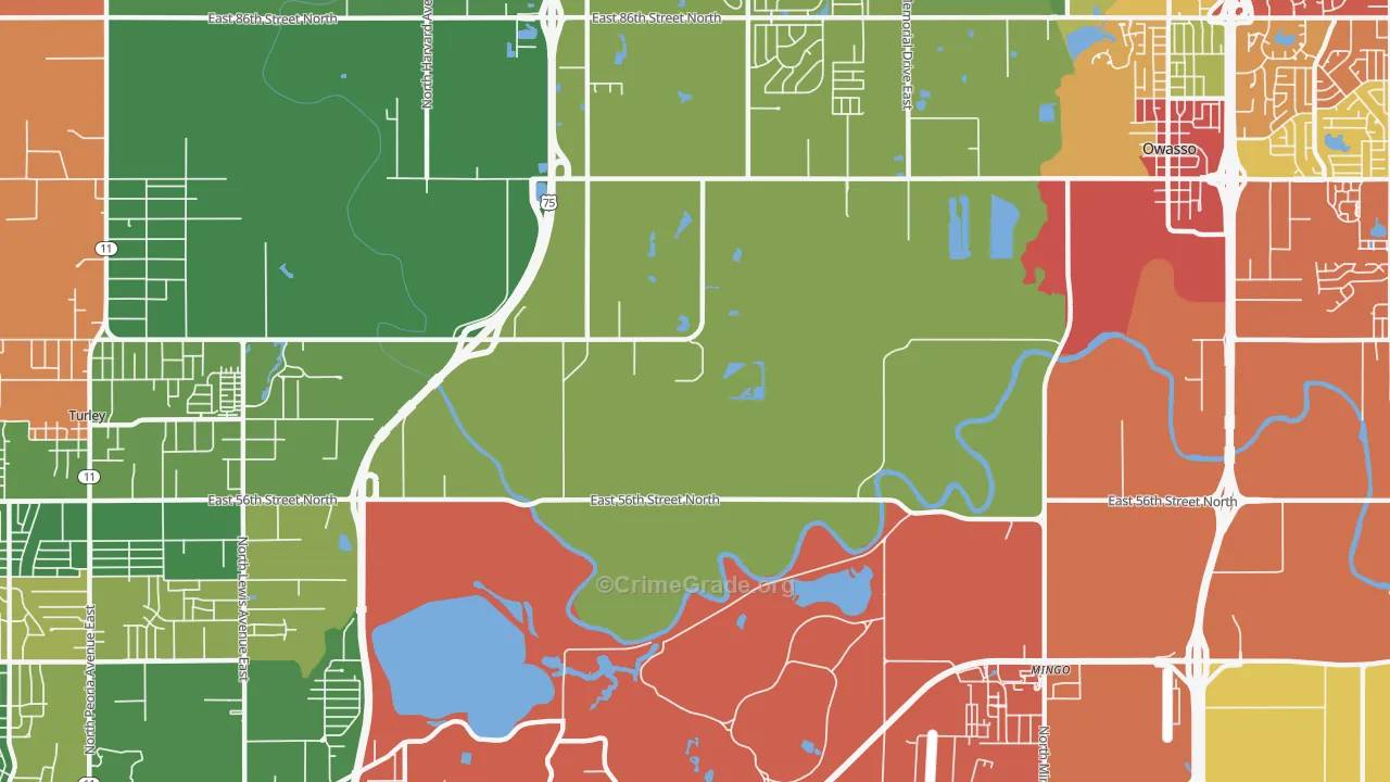 74117, OK Map of Drug-Related Crime Rates