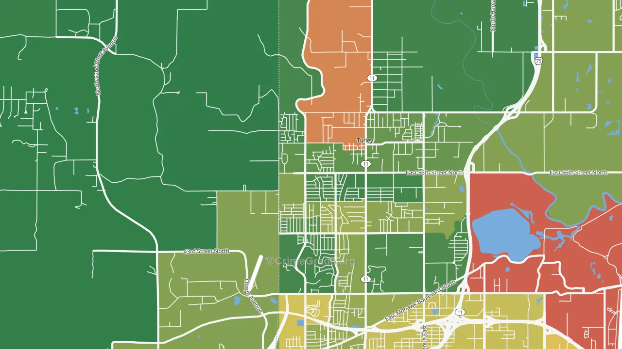 74126, OK Map of Drug-Related Crime Rates