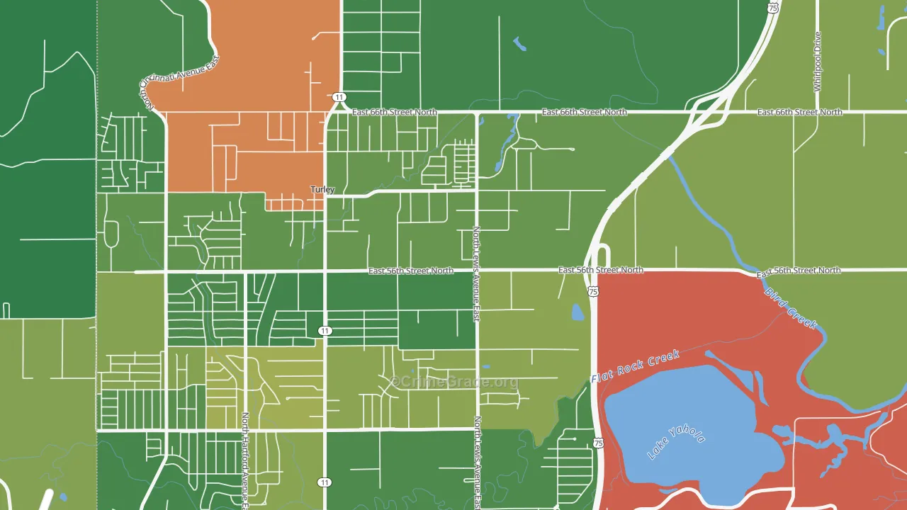 74130, OK Map of Drug-Related Crime Rates