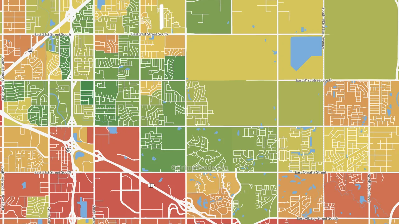 74134, OK Map of Drug-Related Crime Rates