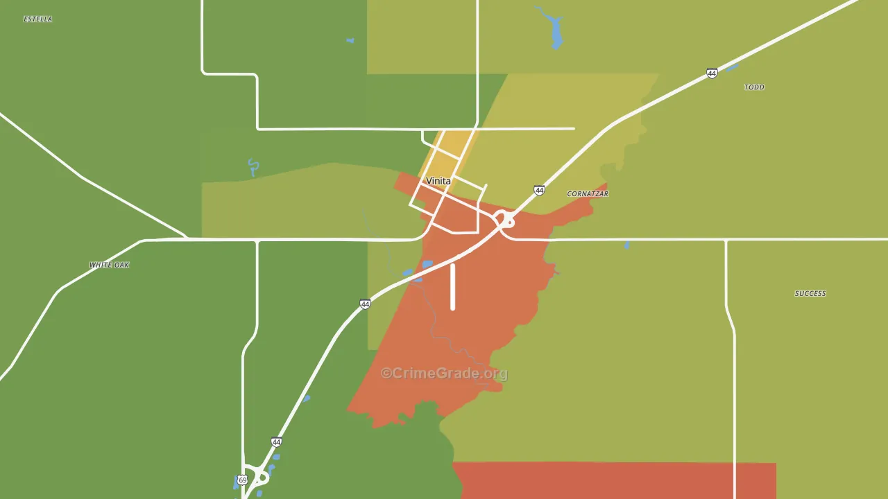 74301, OK Map of Drug-Related Crime Rates