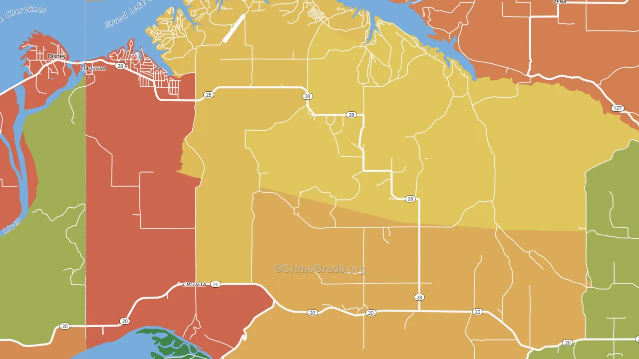 74342, OK Map of Drug-Related Crime Rates