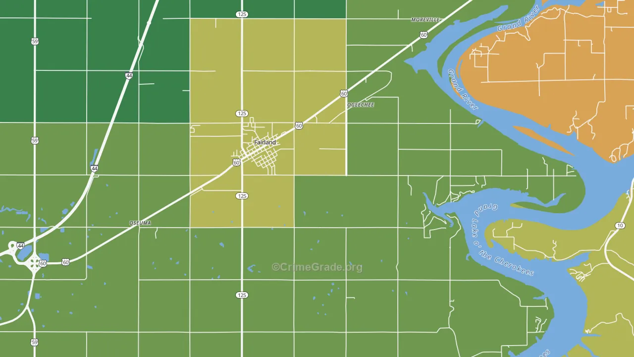 74343, OK Map of Drug-Related Crime Rates