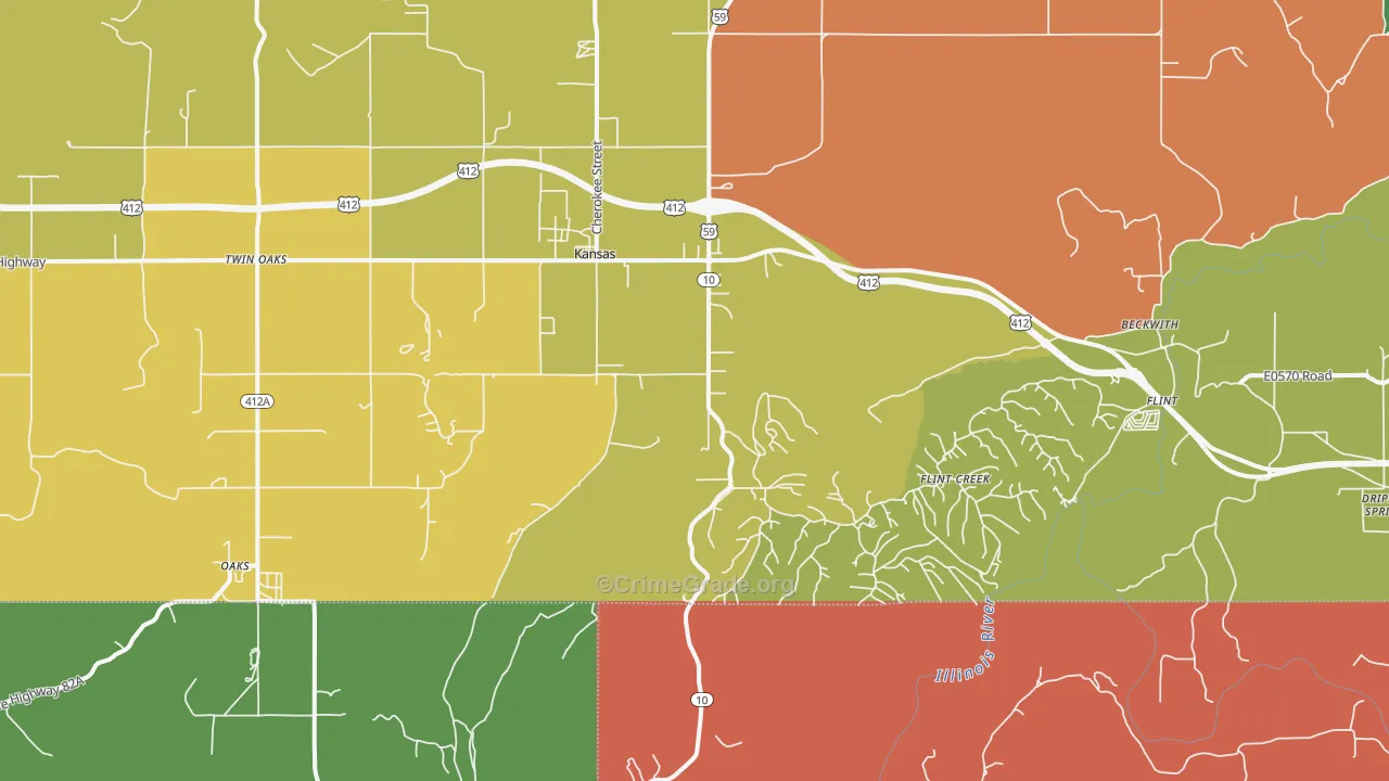 74347, OK Map of Drug-Related Crime Rates