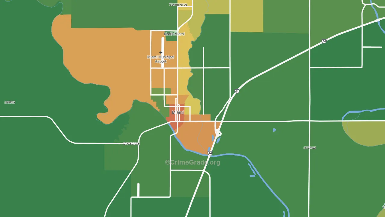 74354, OK Map of Drug-Related Crime Rates