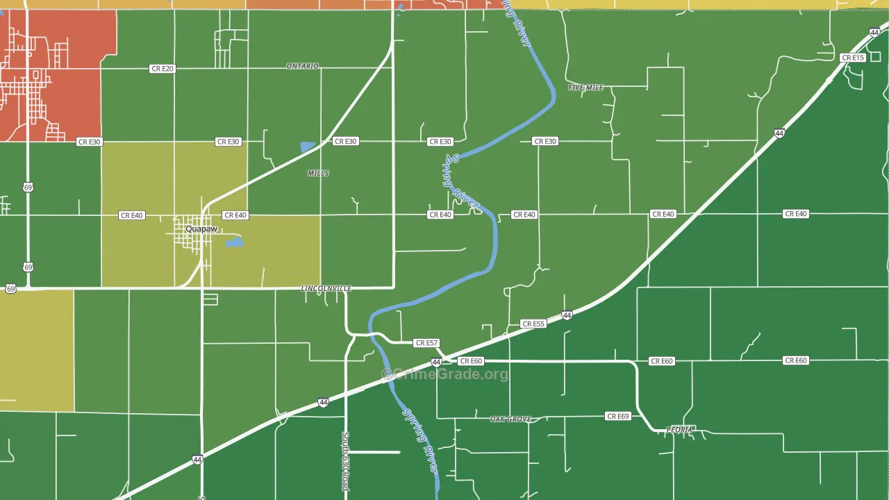 74363, OK Map of Drug-Related Crime Rates
