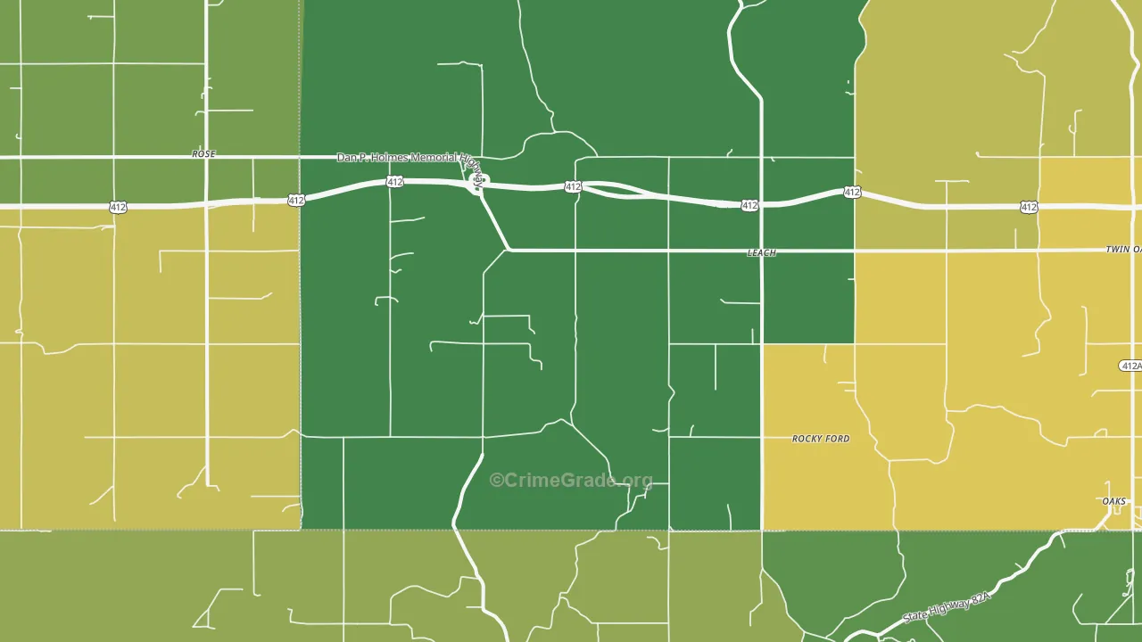 74364, OK Map of Drug-Related Crime Rates