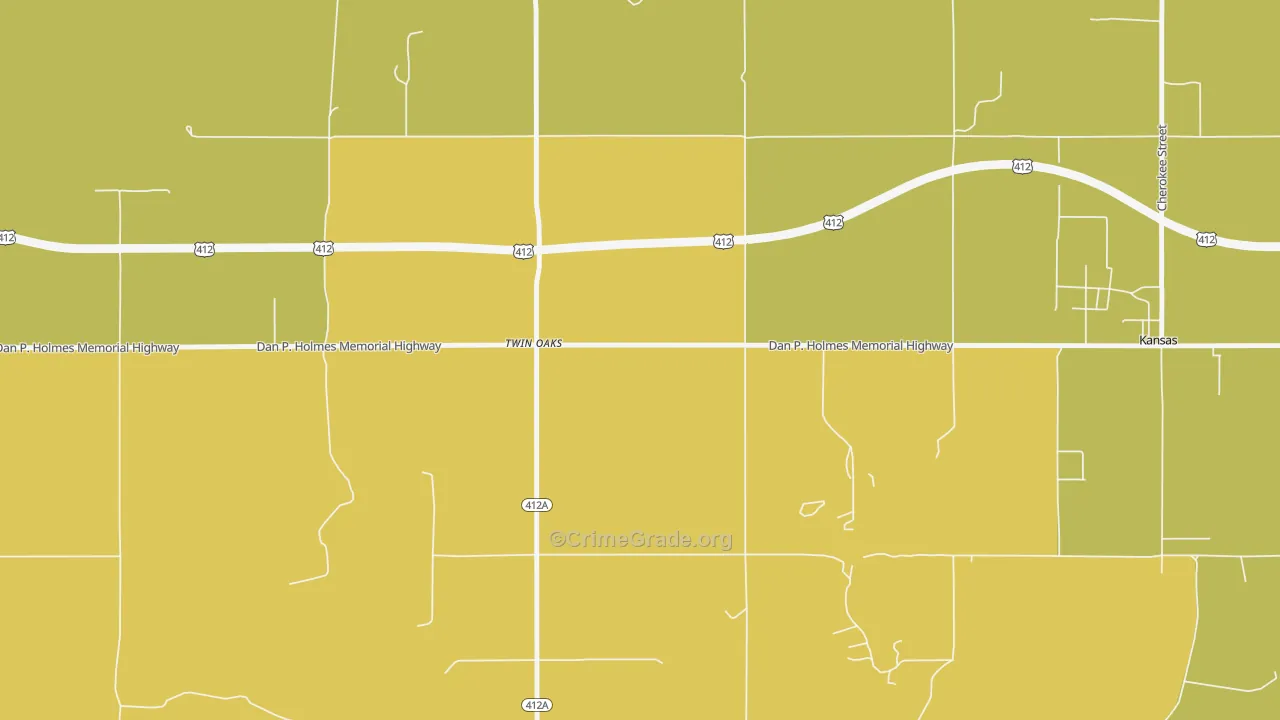 74368, OK Map of Drug-Related Crime Rates