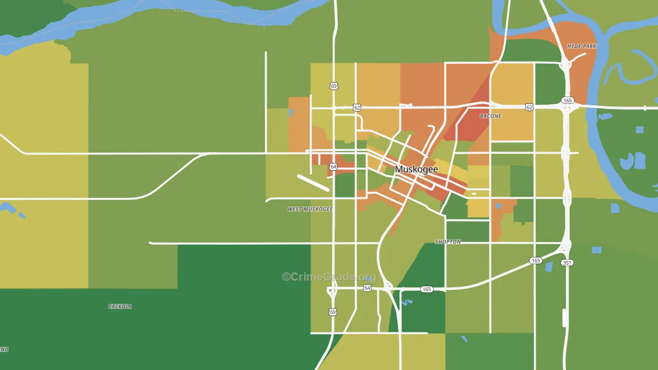 74401, OK Map of Drug-Related Crime Rates